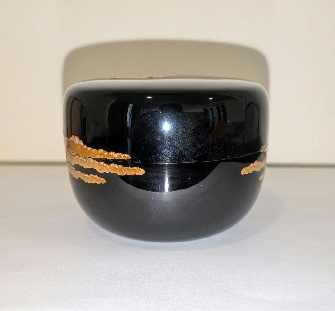 『赤富士　平棗』蒔絵　新井宗賀作　新井満平　輪島塗加賀茶器表千家裏千家塗師茶道具