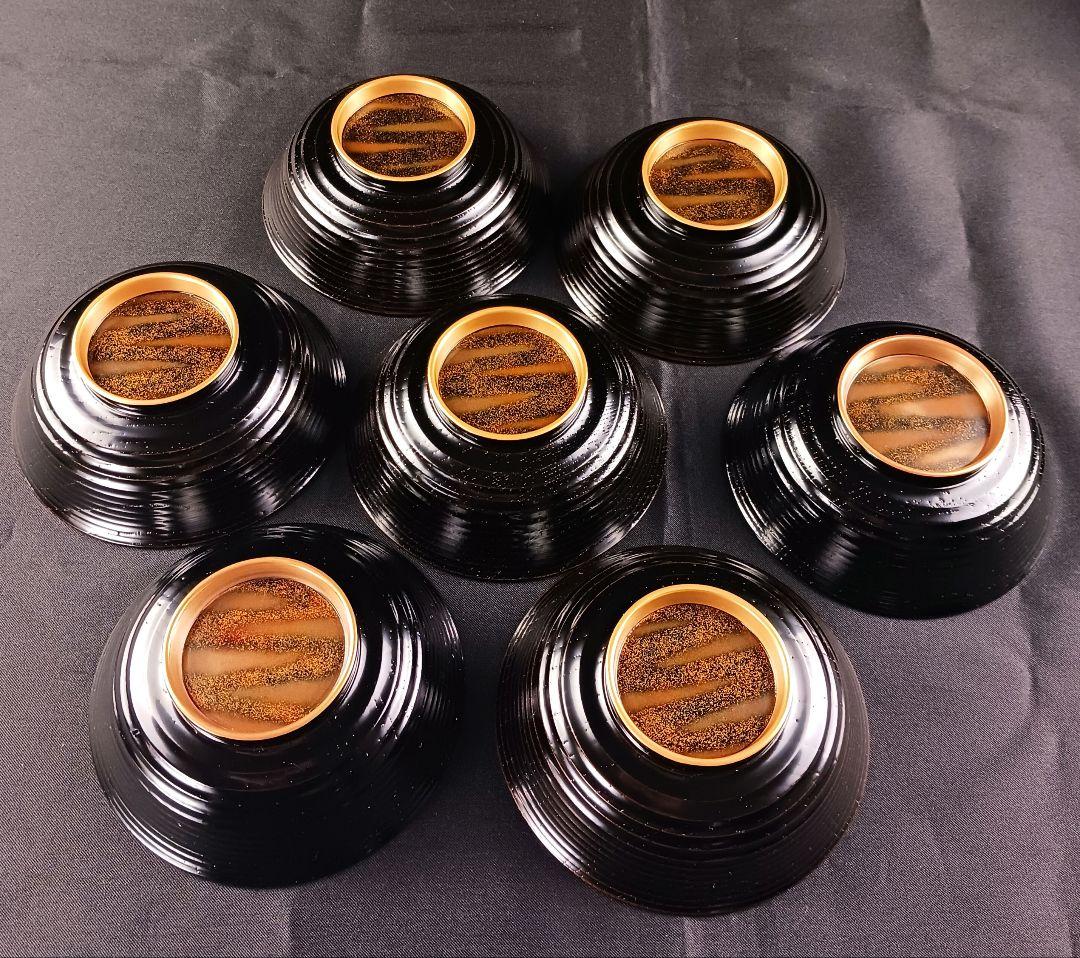 専用Y3112-3 懐石道具 漆器 金彩 金梨地 煮物椀 7客 共箱