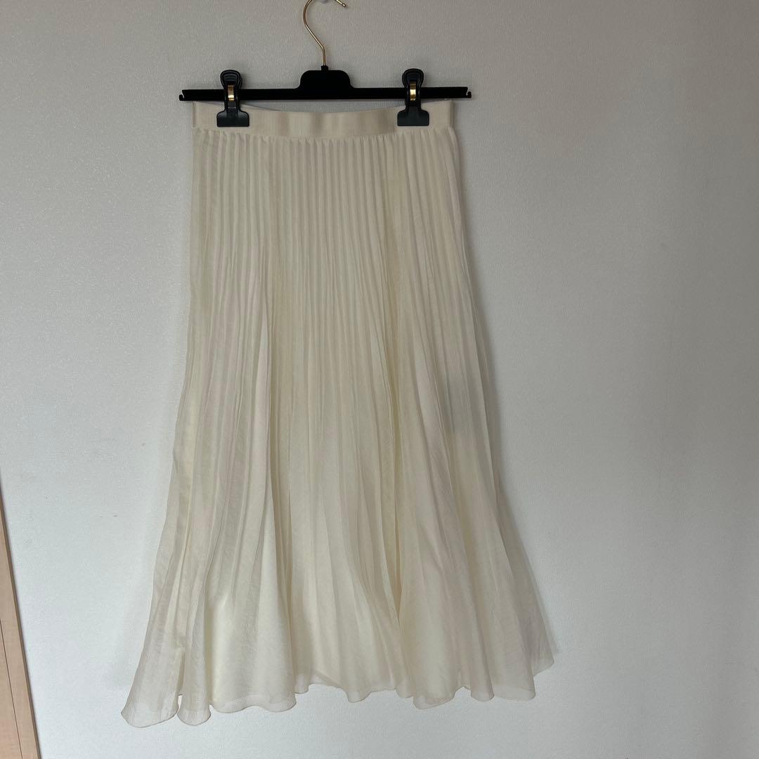 【タグ付き】お値下げ ANAYI スパンオーガンジープリーツスカート 38 白
