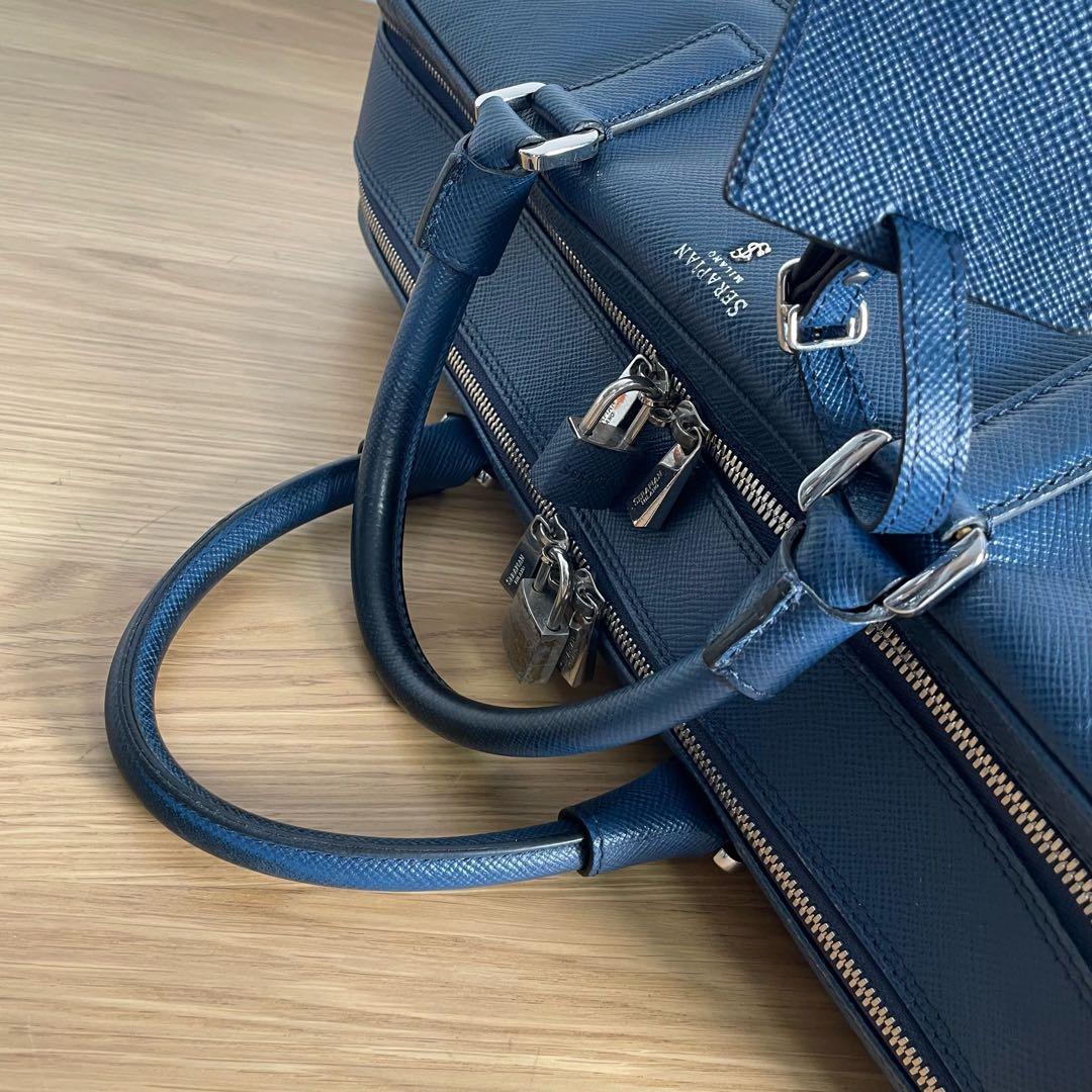 セラピアン　ビジネスバッグ　ブリーフケース　レザー　ブルー　2way