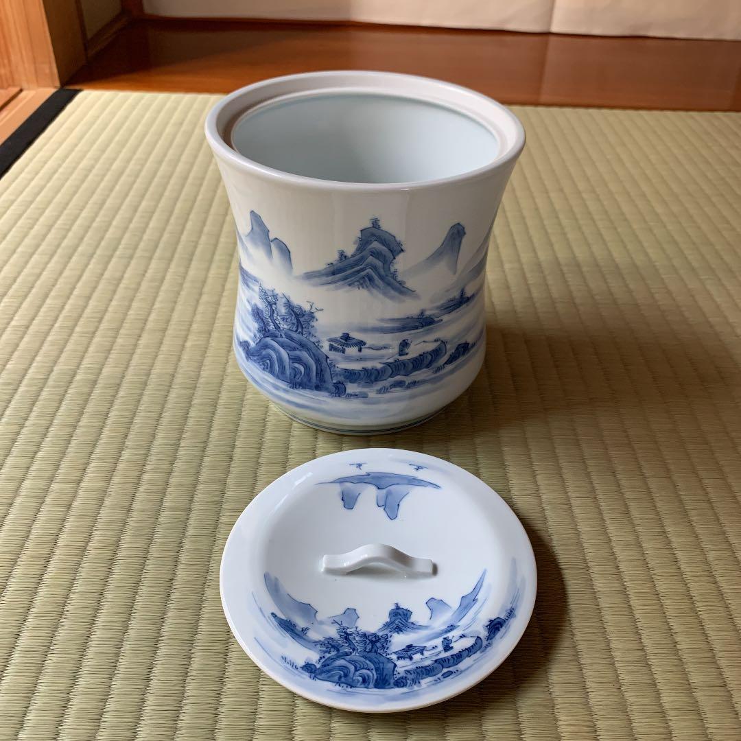 染付山水絵　皆具　金窯作