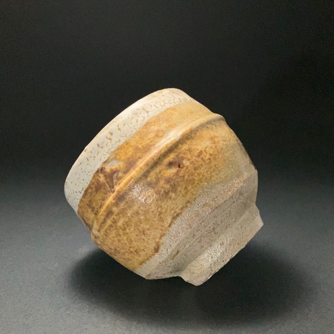 浜田庄司　灰釉縁白胴紐茶碗　人間国宝　晋作織箱　R1314ダT