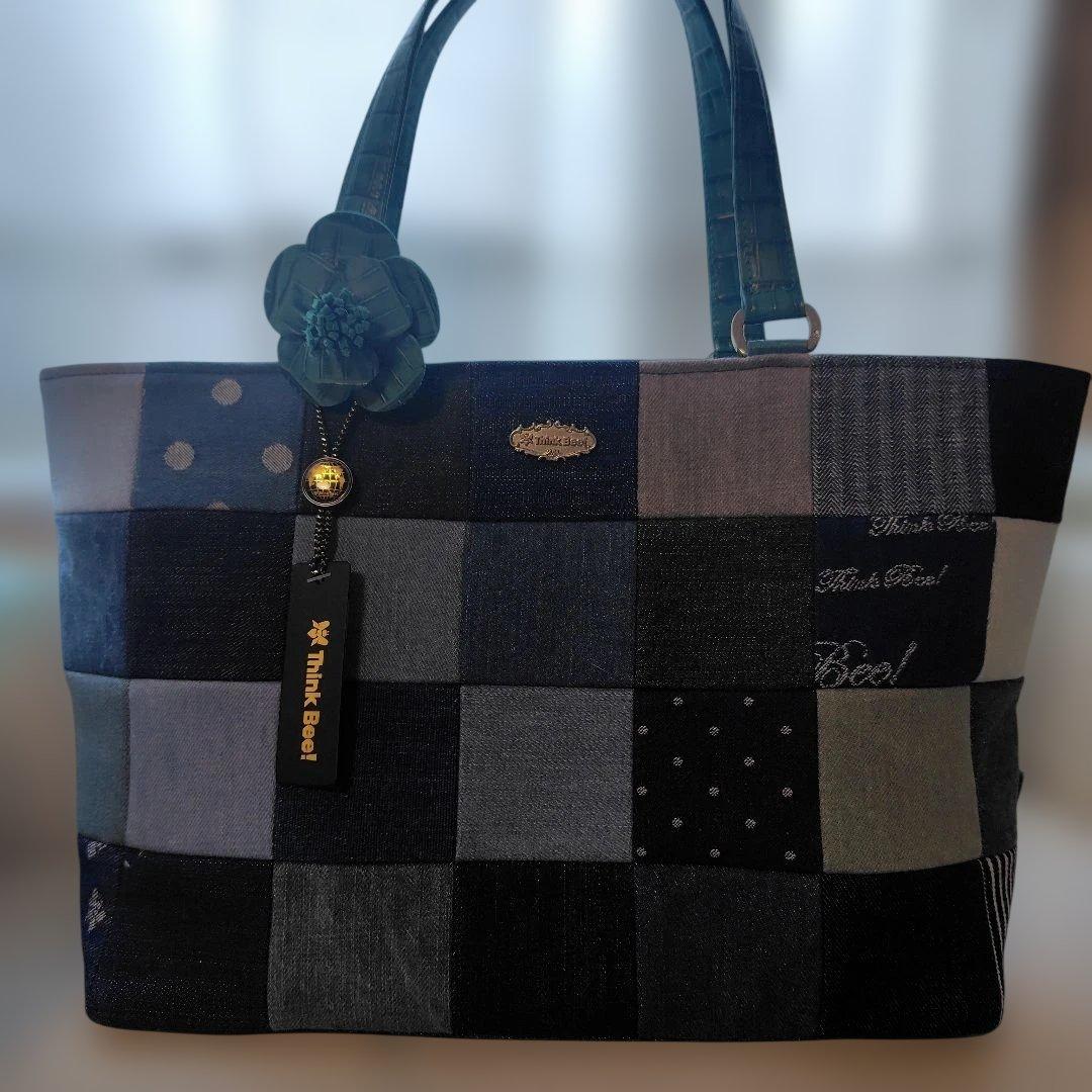 連休価格新品Think Beeパッチワークデニムハンドバッグ