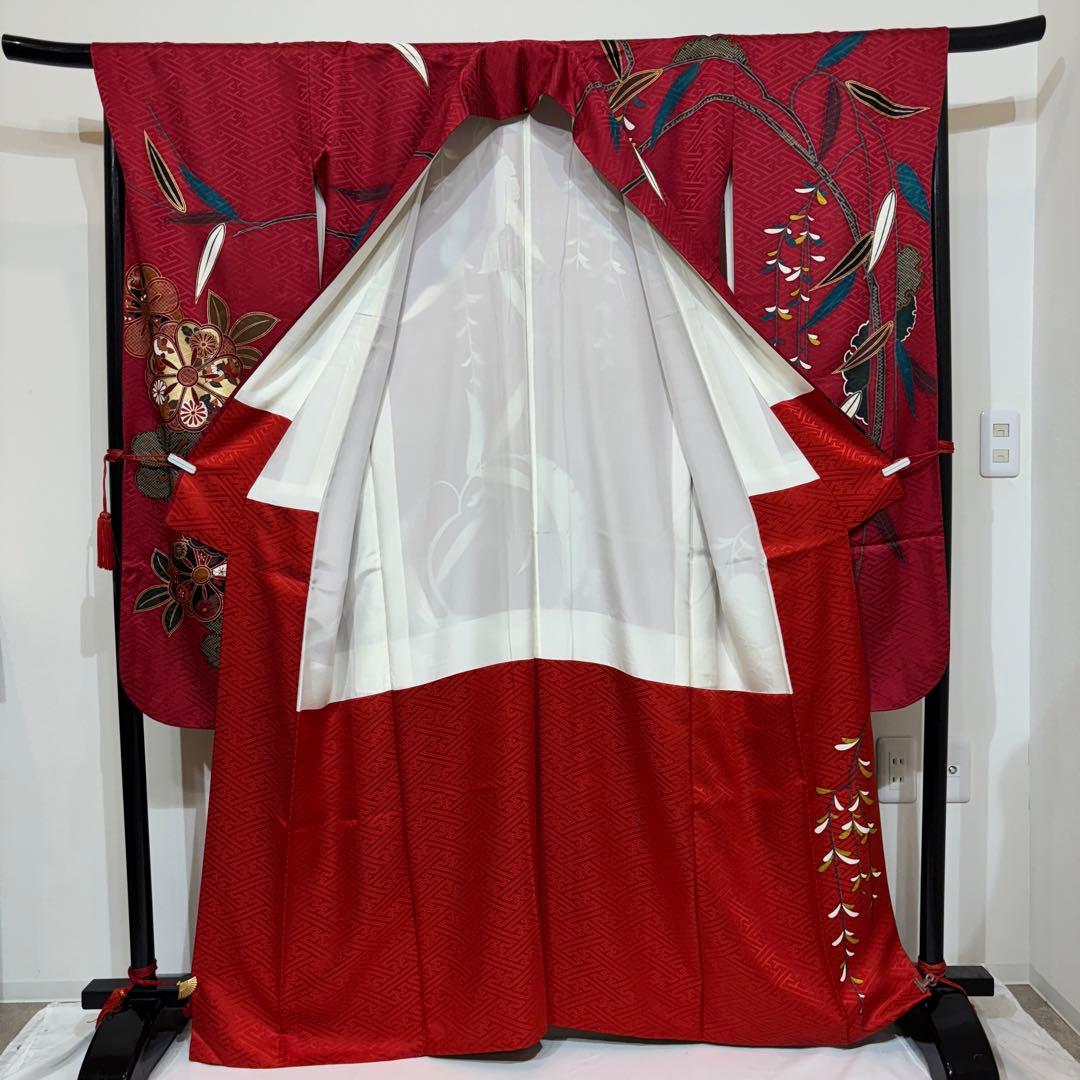 振袖フルセット　7点セット　赤　長襦袢付き　成人式　前撮り　f3