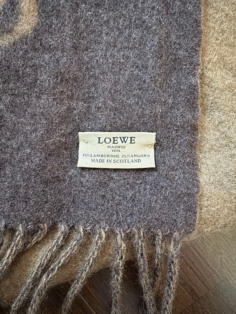 LOEWE マフラー ブラウン ダークブラウン バイカラー