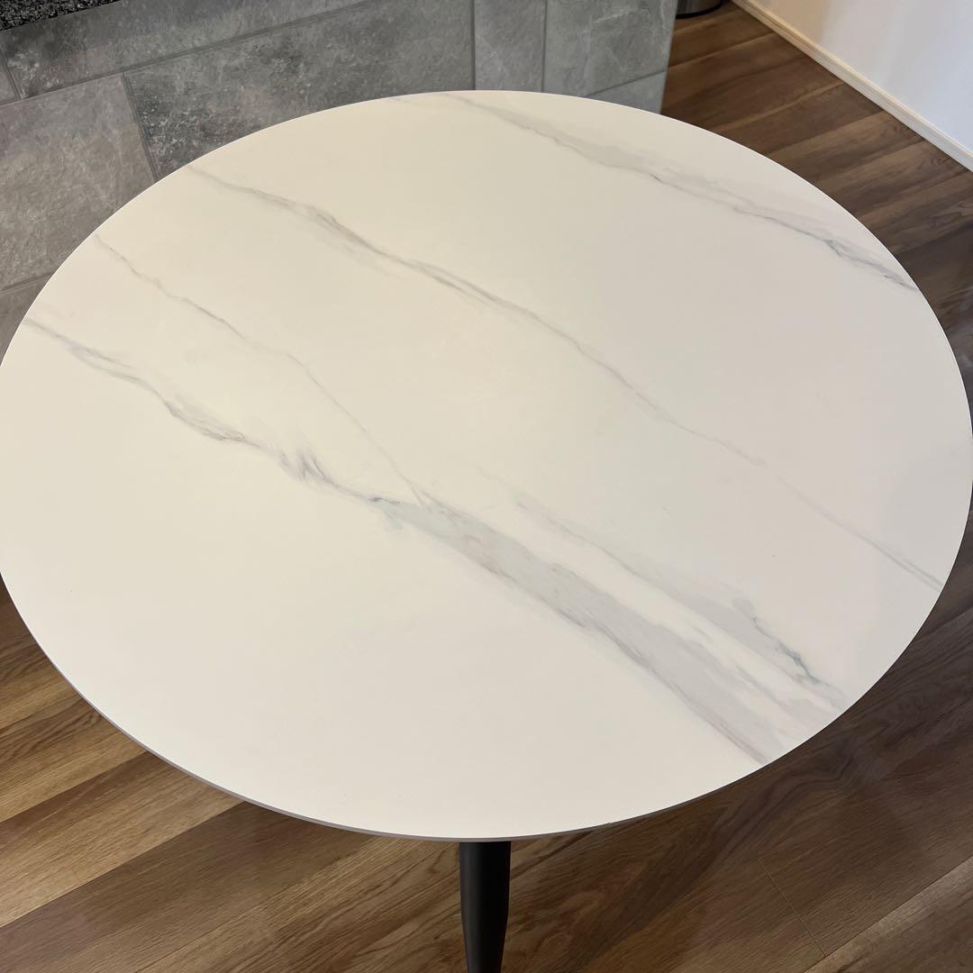 【12/5まで値下げ中！！】円形ダイニングテーブル 大理石風