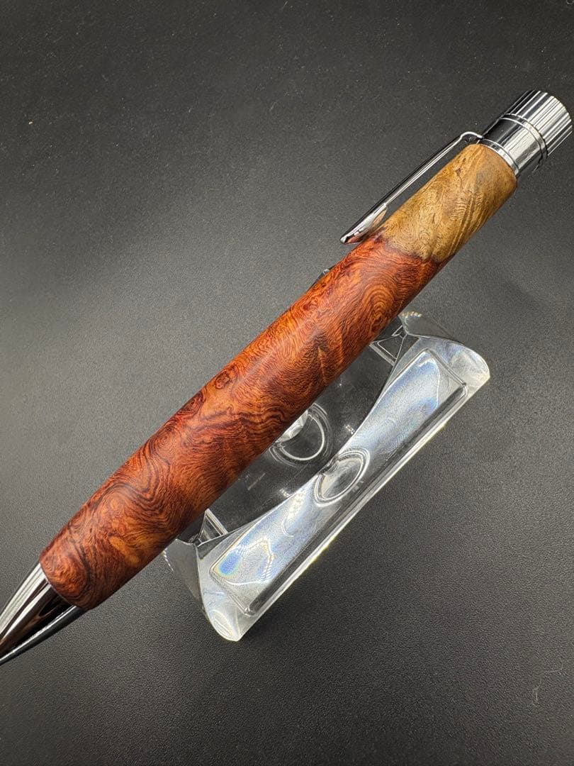 509極上　本花梨　紅白　瘤杢　KATO203 回転式ボールペン