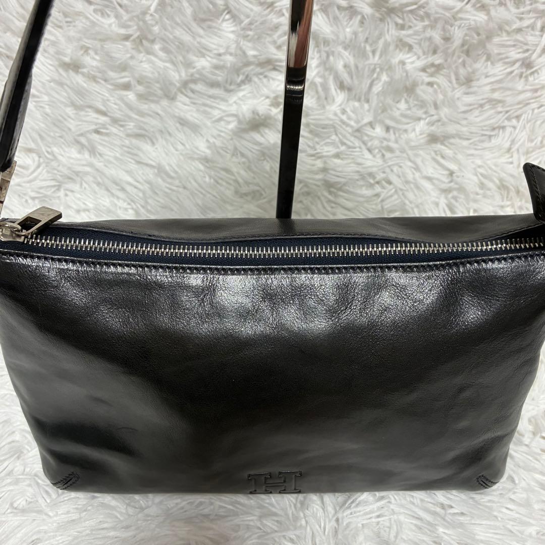 HIROFU ヒロフ　ワンショルダーバッグ　レザー　牛革　Hロゴ　ブラック