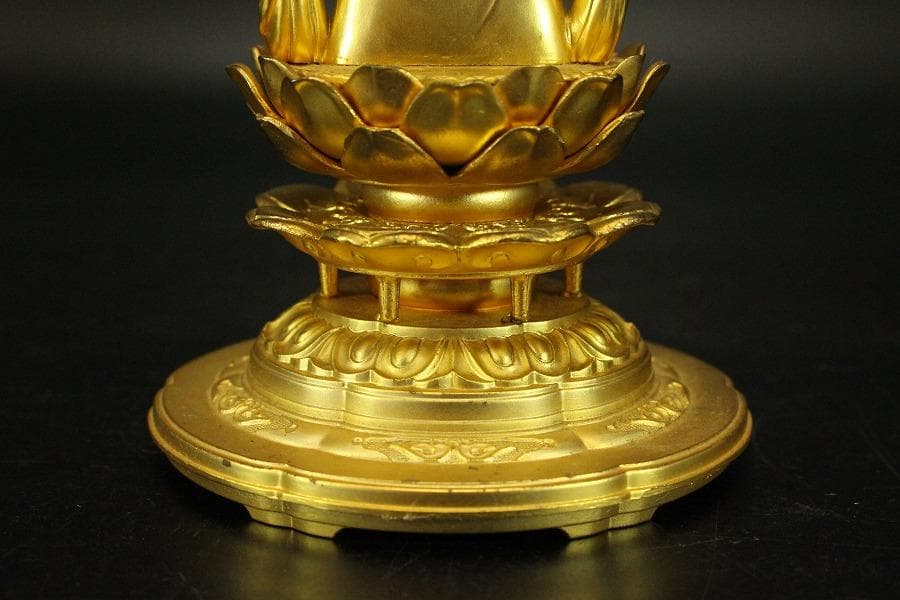 仏教美術 鍍金 観音菩薩像 明琳 在銘(ZE550)