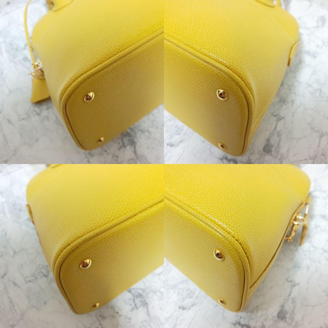 【美品】EPONINE レザー 2wayハンドバッグ クシュベル 本革 イエロー