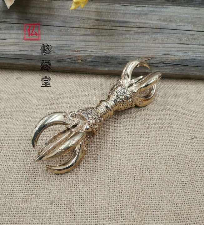 【修縁堂】五鈷杵 金剛杵 真鍮製 チベット仏教 真鍮 寺院仏具 法器