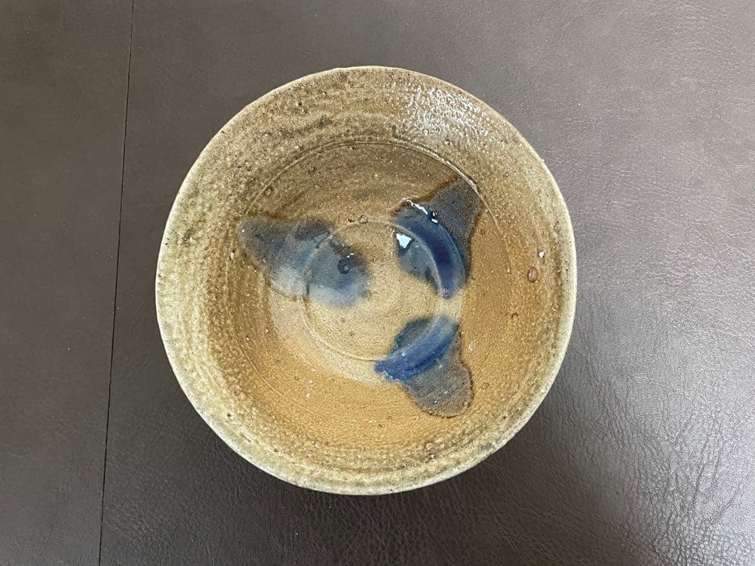 安食ひろ　塩釉刷毛目盌　共箱　栞　茶碗　茶道具