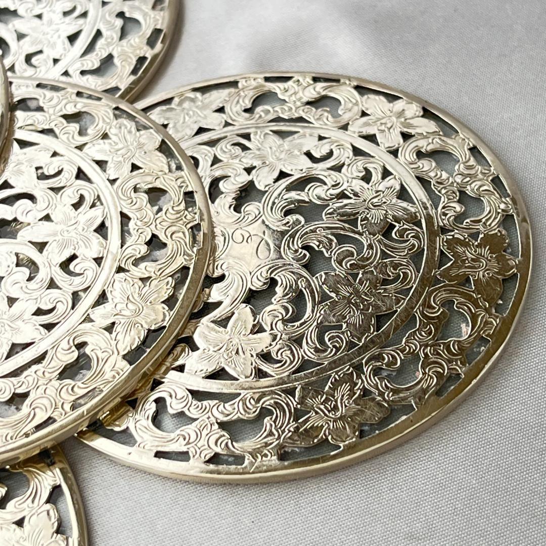 【WEBSTER】 【純銀/ガラス】コースター 8枚 / ホルダー スターリング