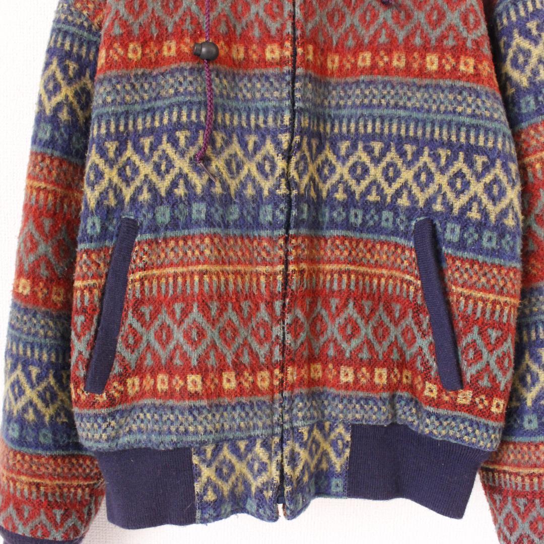 schott ネイティブ柄 ジップアップニットジャケット Lサイズ フーディー