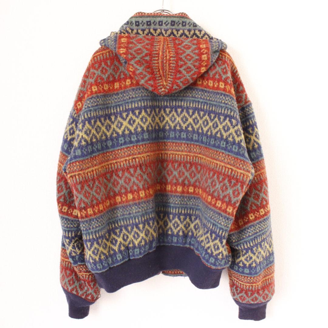 schott ネイティブ柄 ジップアップニットジャケット Lサイズ フーディー