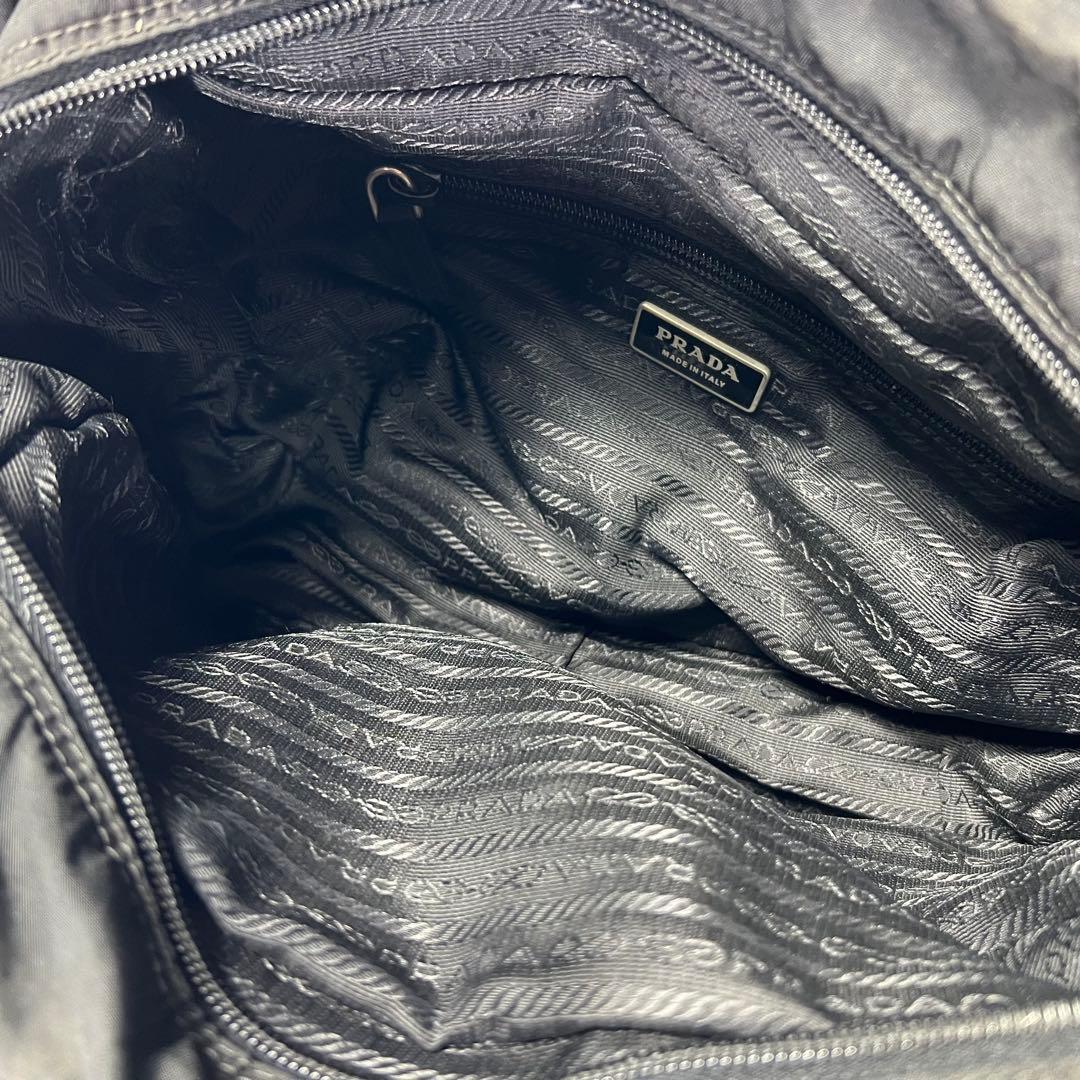 PRADA プラダ 三角ロゴ ナイロン サイドポケット ハンドバッグ ブラック