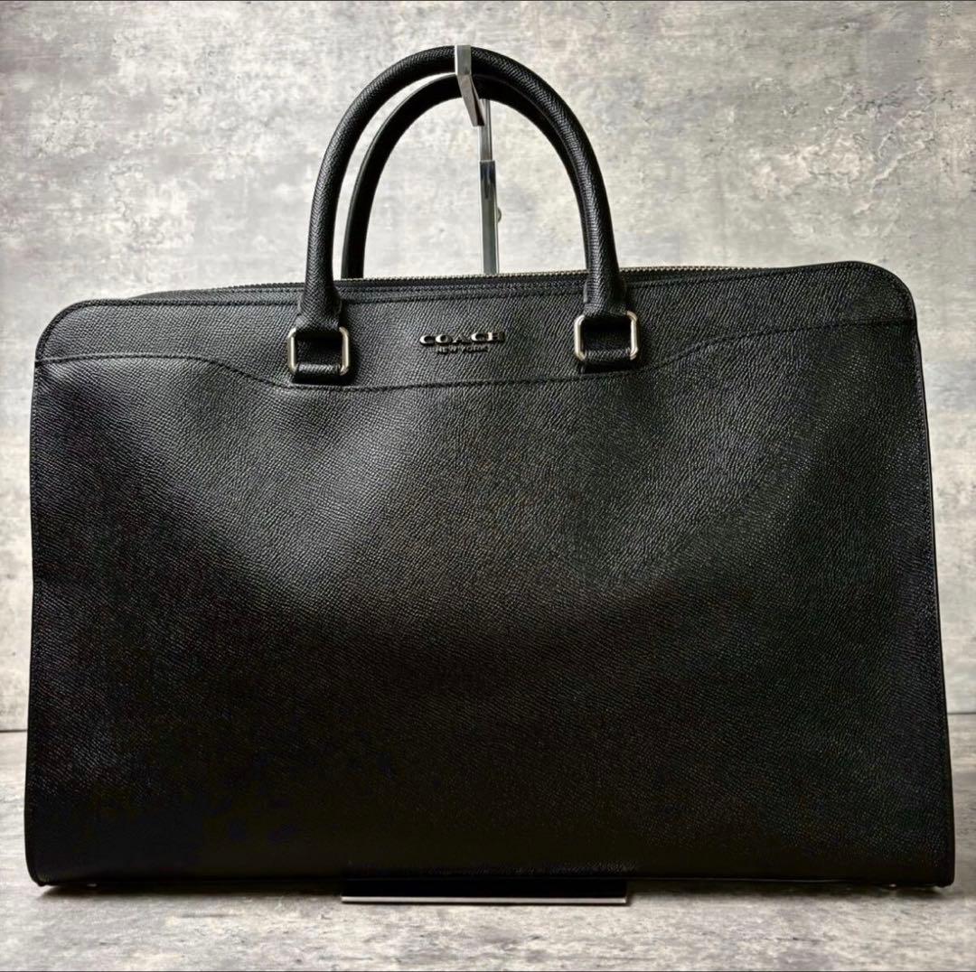 未使用級COACH コーチ メンズ ショルダー ビジネス レザー ブラック