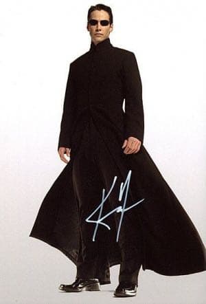 ハリウッド　証明書付き　キアヌ・リーヴス　直筆サイン入りフォト　「マトリックス」