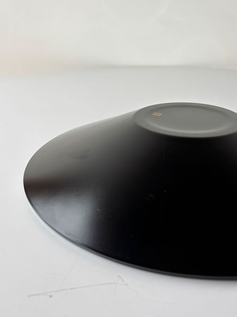 輪島塗漆器⭐︎黒と金のストライプ模様の大皿