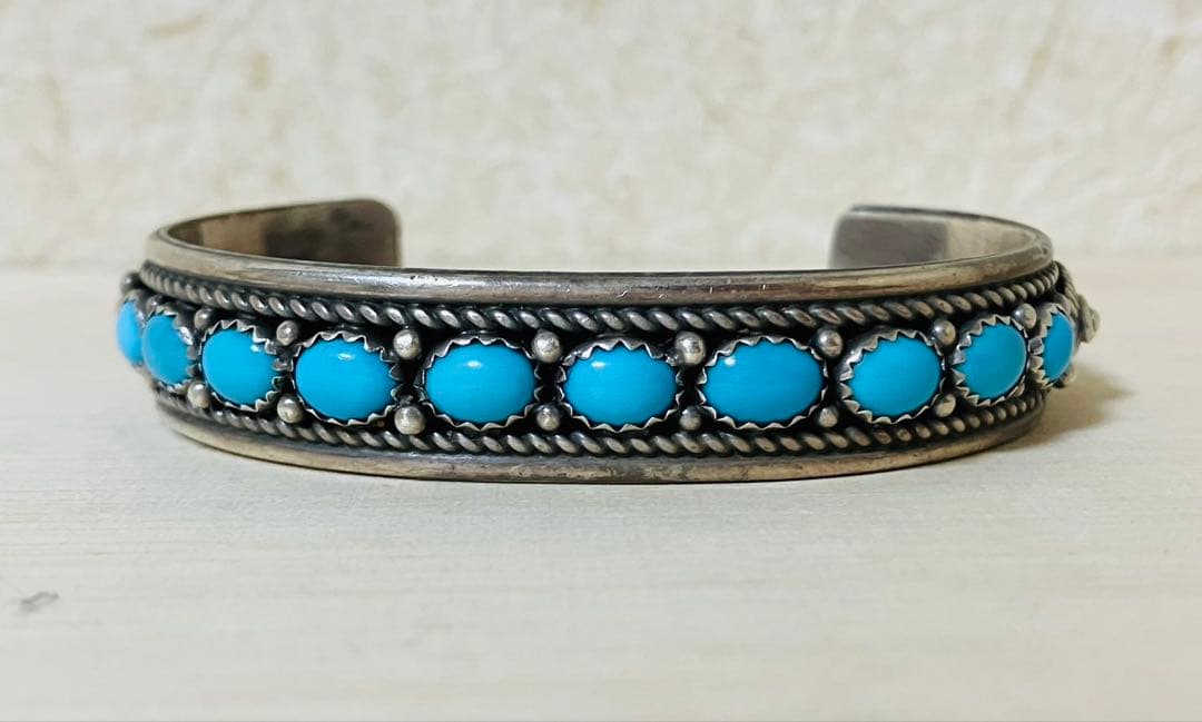 NVAJO ナバホ族　インディアンジュエリー　バングル　ターコイズ　スターリング