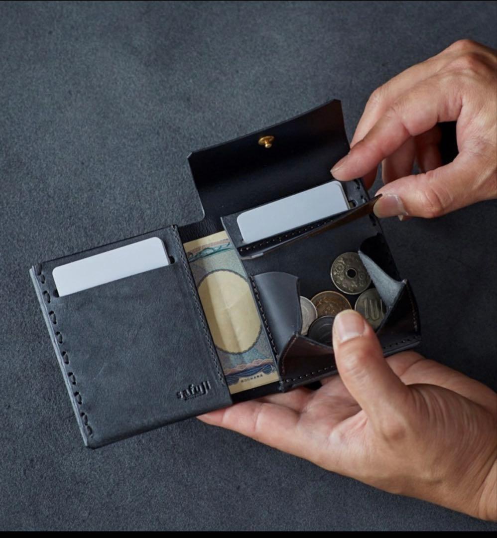 safuji　ミニ折り財布　グレイブルー