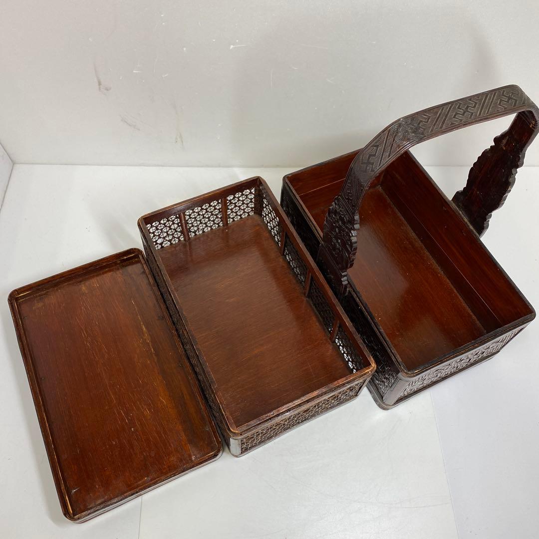 時代　竹編提藍　持ち手込高さ33.5㎝　東Y7-0217②トヒチサ