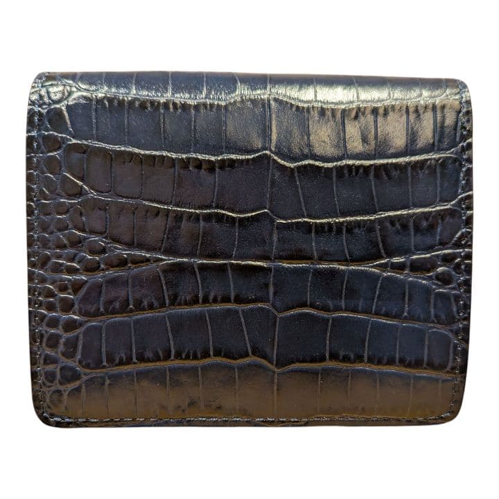 【新品未使用】ポールスミス　二つ折り　クロコ型押し　財布　ネイビー