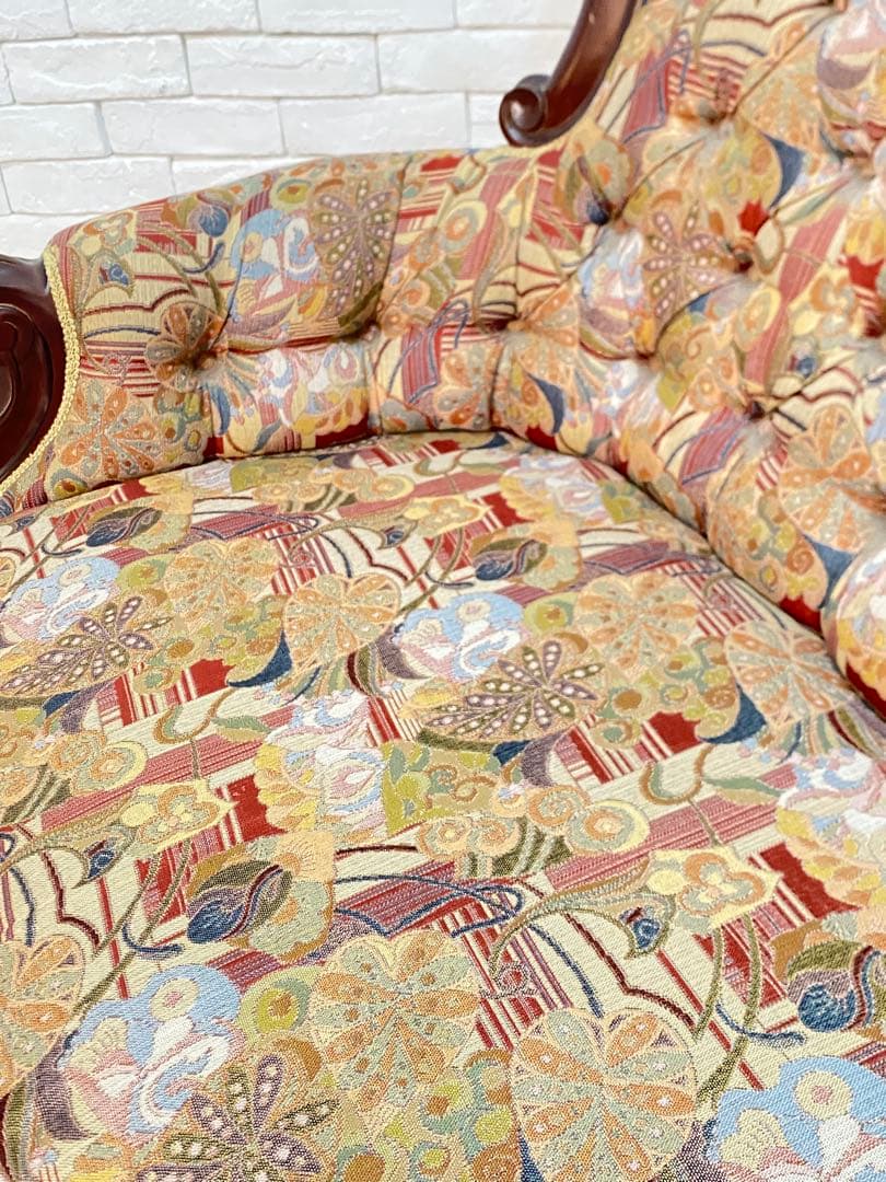 【東京都内23区配送無料】アンティーク　ファブリック　ソファー　スタジオ　撮影