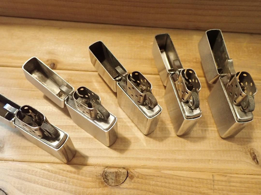 Zippoライター メタルシルバー オイルライター 5点まとめて