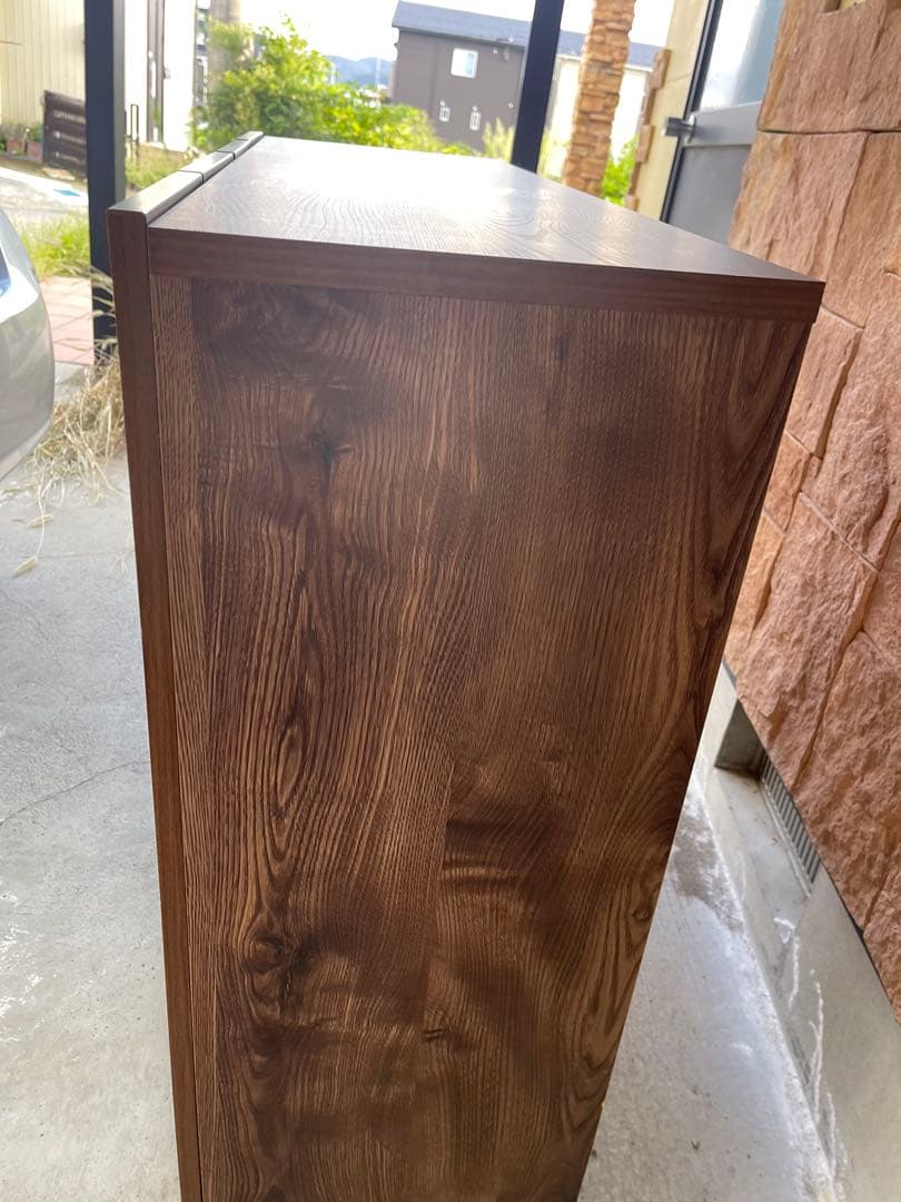 LOWYA シューズボックス 下駄箱 木目 ブラウン 収納棚