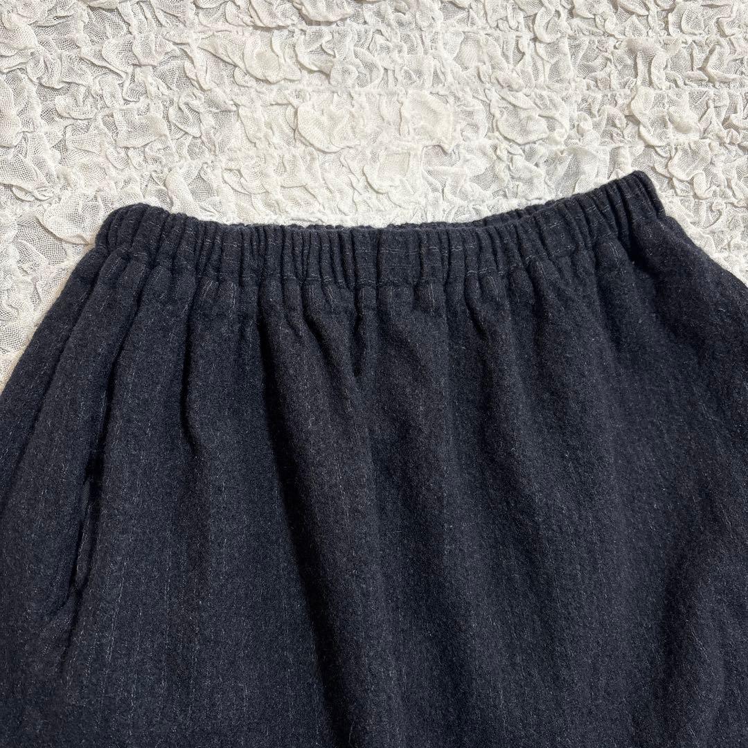 美品　y's バルーン スカート　ストライプ　ウール　ウエストゴム　ジョガー