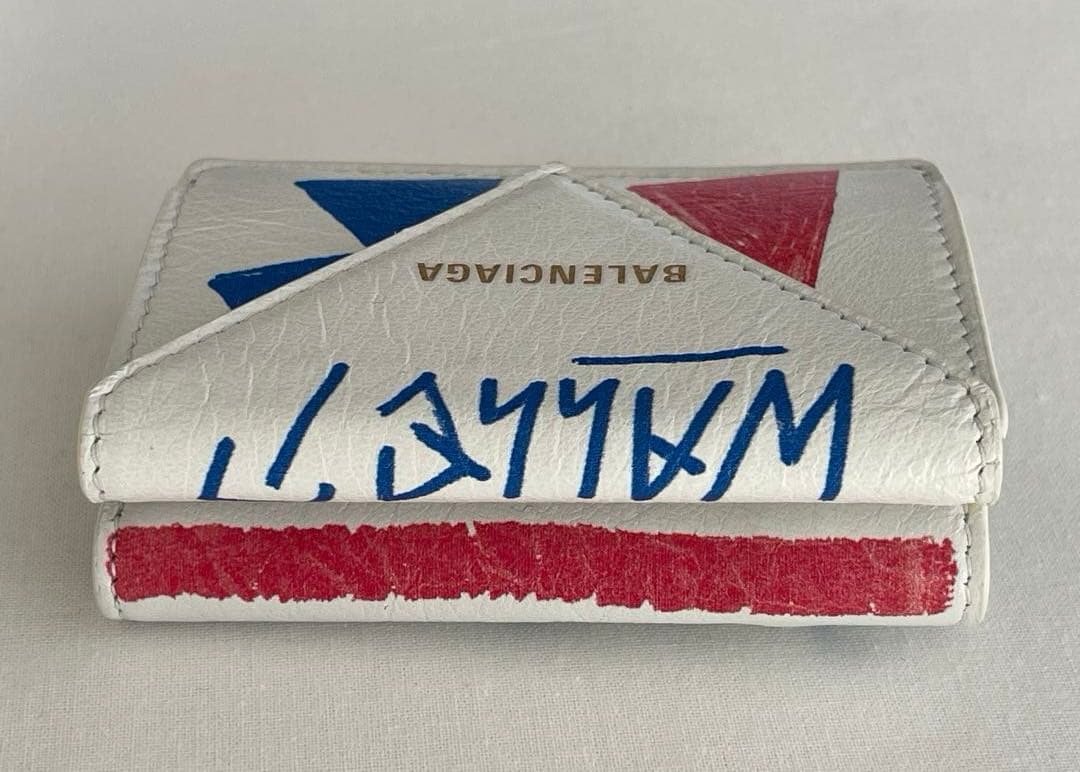 バレンシアガBALENCIAGAペーパーミニウォレット　グラフィティ三つ折り財布