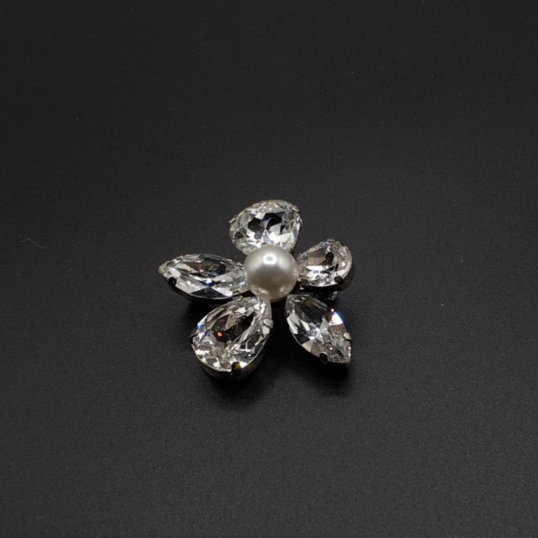 美品✨ルネ ブローチ 　クリスタル　ストーン シルバー