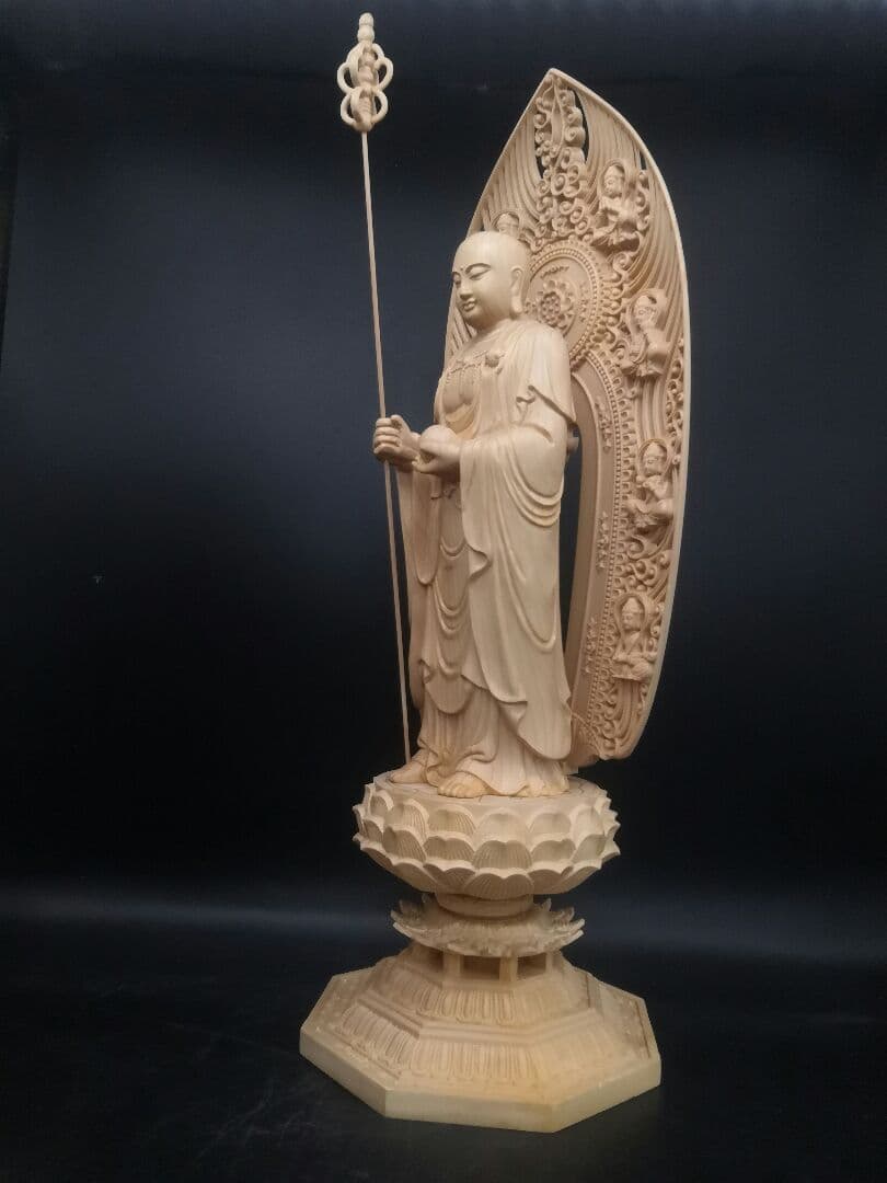 仏像 地蔵菩薩立像 地蔵尊 八角蓮華丸台座 木彫供養仏 仏教 福運・福徳