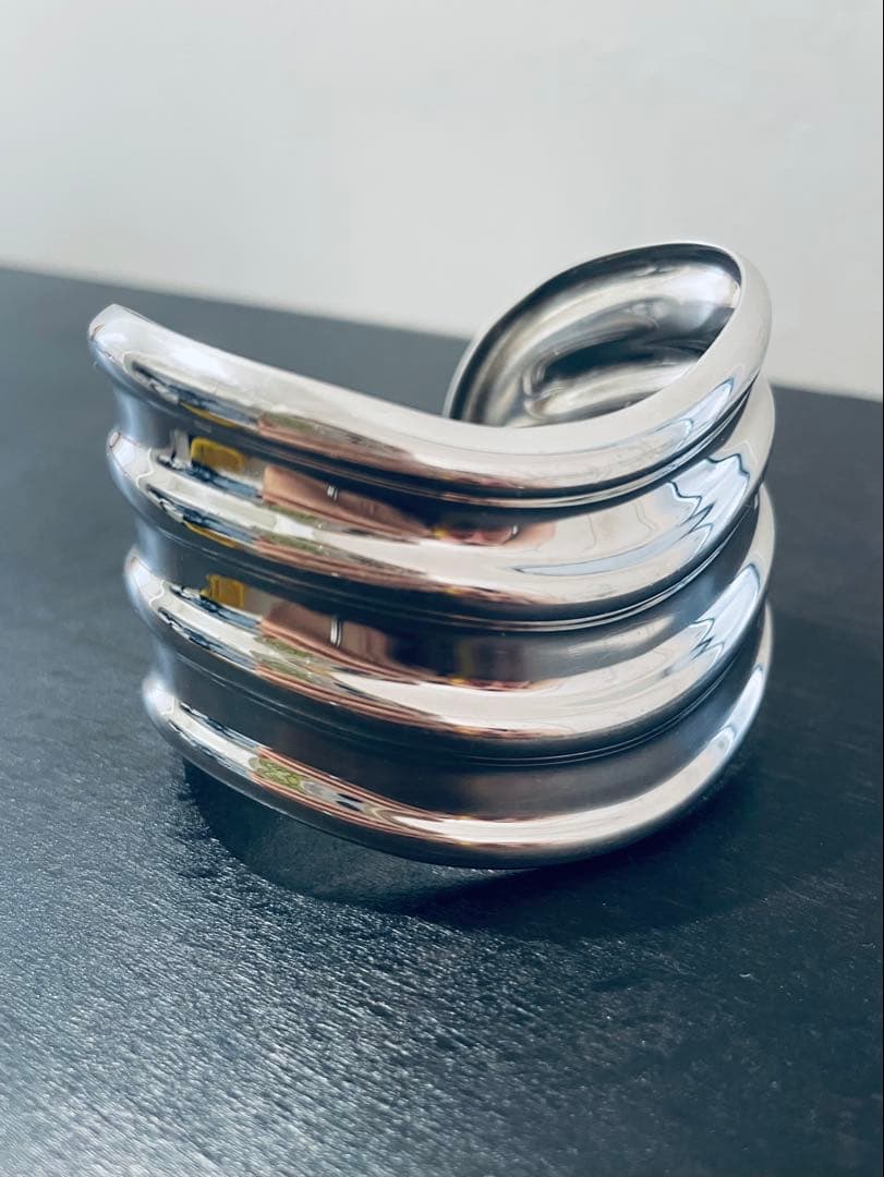 ヴィンテージ シルバーバングル　メキシコシルバー　925 ボーンカフ