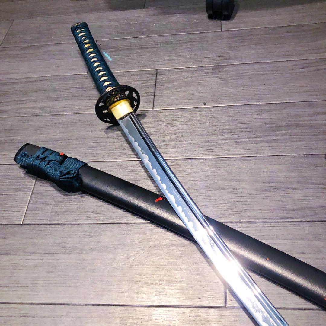 高級模造刀　居合刀　樋入り刀身　緑拵え　太刀　本格模造刀