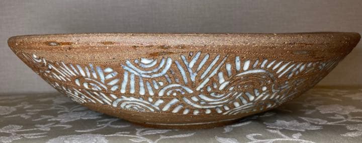 陶器　大皿　作家物　サインあり　直径約37.0cm