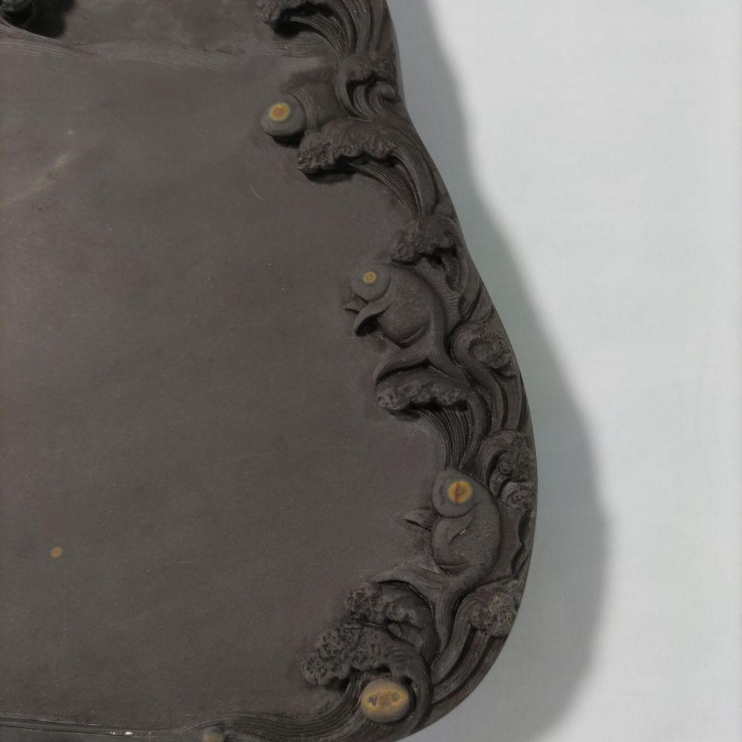 彫刻付き黒色端渓硯箱