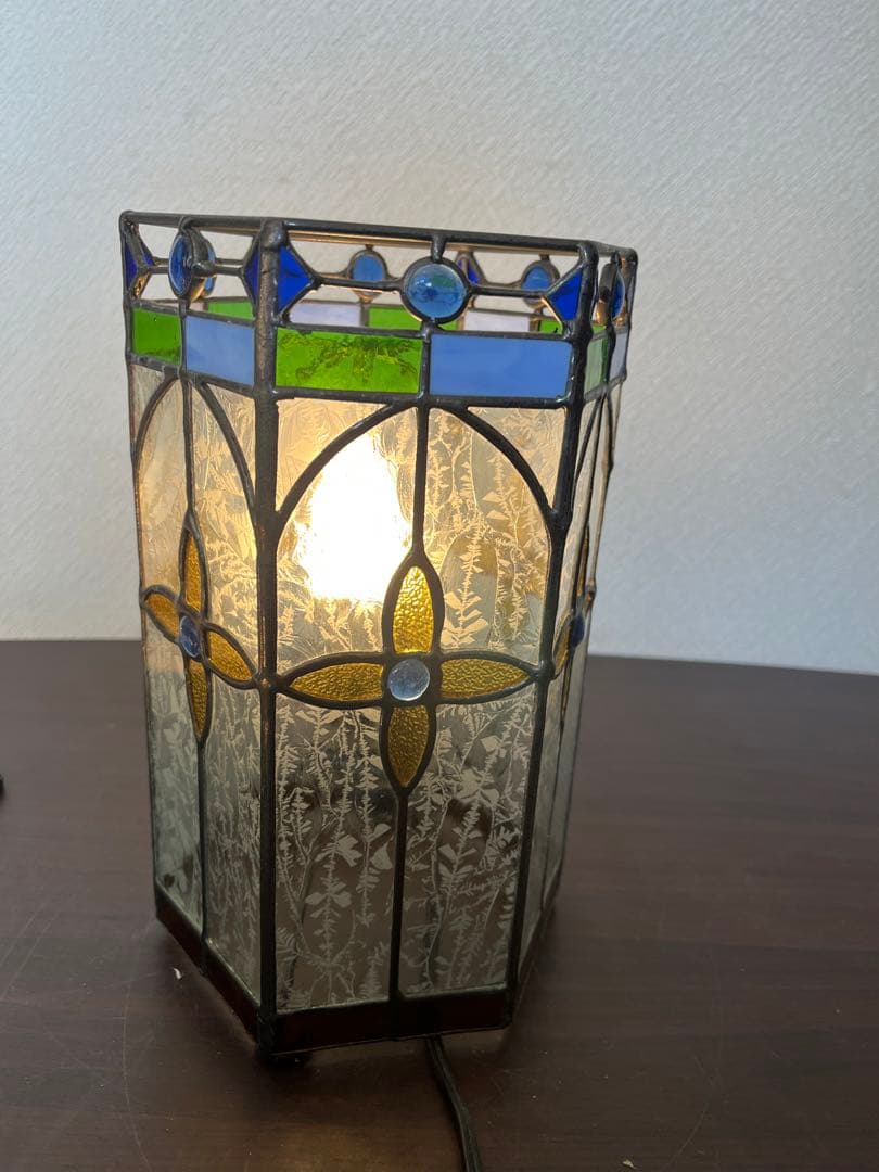 ステンドグラス ランプ 六角型 ディスプレイ ナイトランプ スタンドライト
