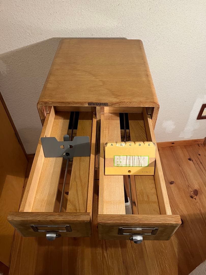 昭和レトロ アンティーク 図書館 木製カードケース 2列3段 木製引き出し