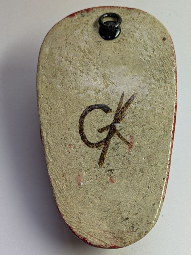 【真　作】上野焼、高鶴元作、『金彩葡萄型掛花入』、銘「元・GK」有、共布、共箱、