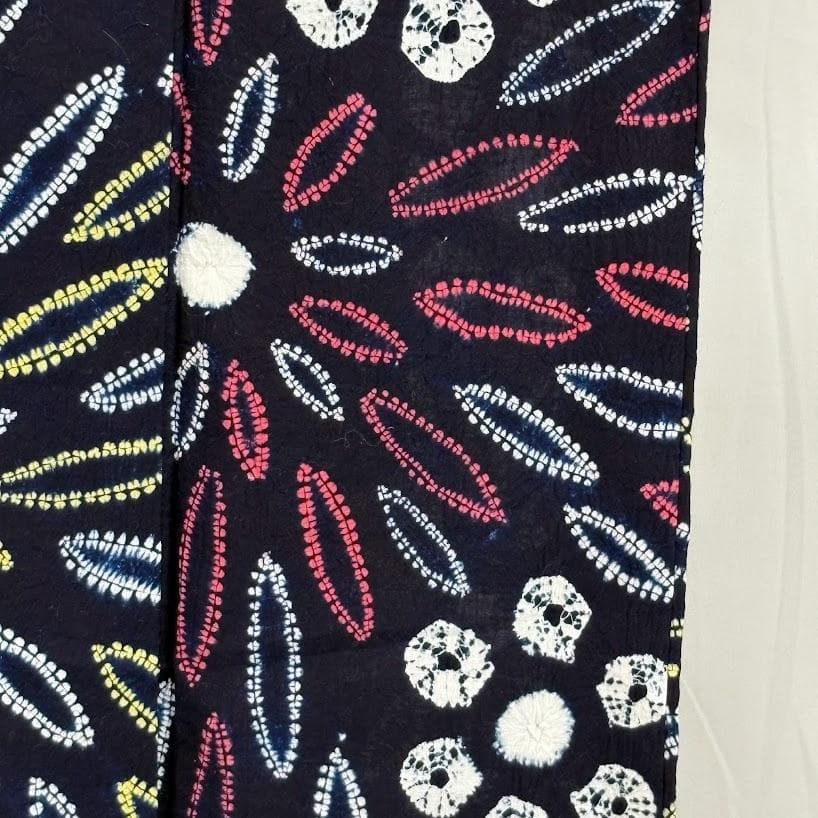 ゆりのはな　未使用品　絞り浴衣　有松鳴海絞り　総絞り　浴衣　紺色系　綿　I402