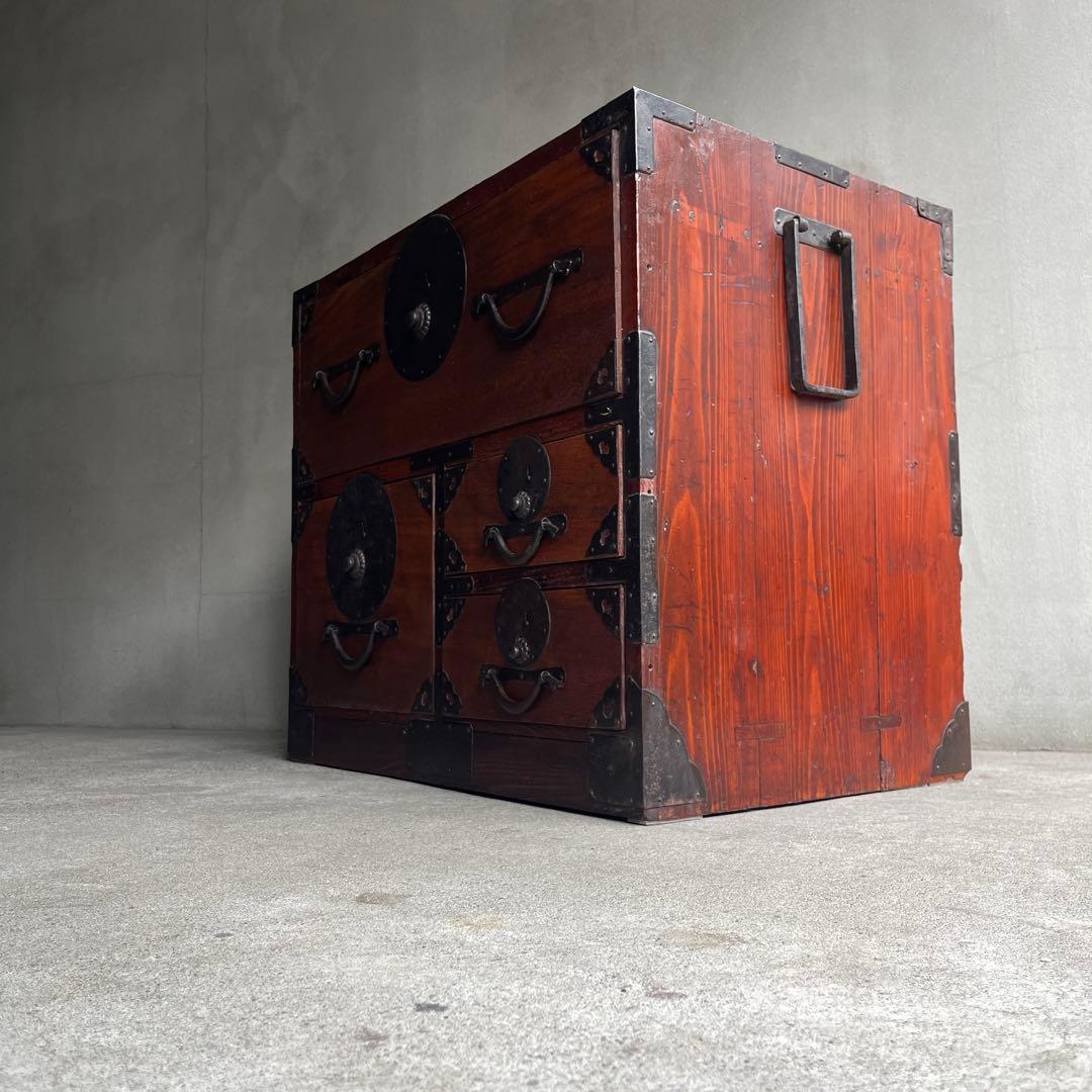 和製アンティーク 明治大正期 会津箪笥 引手金具 小振りサイズ 引き出し