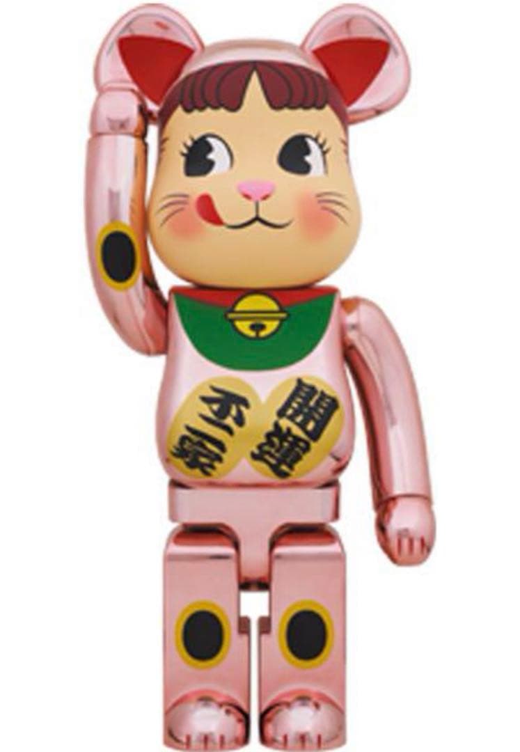 1000％ BE@RBRICK 招き猫 ペコちゃん 桃金メッキ ベアブリック