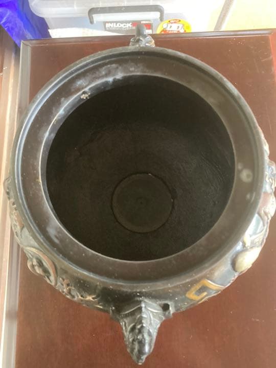 大型七福神銅香炉共箱付 銅器 アンティーク 骨董 高岡 仏具