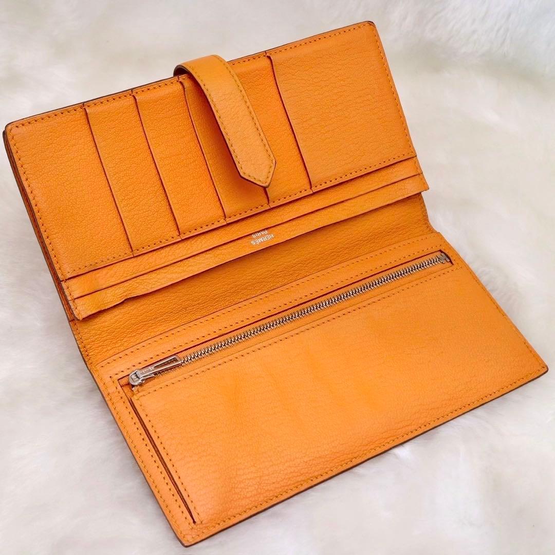 ✨新品同様✨HERMESベアンスフレ❤️二折長財布♪オレンジ ✨