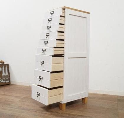 【新品・未使用】　桐製　 隙間ラック　箪笥　整理タンス　書類チェスト　9段