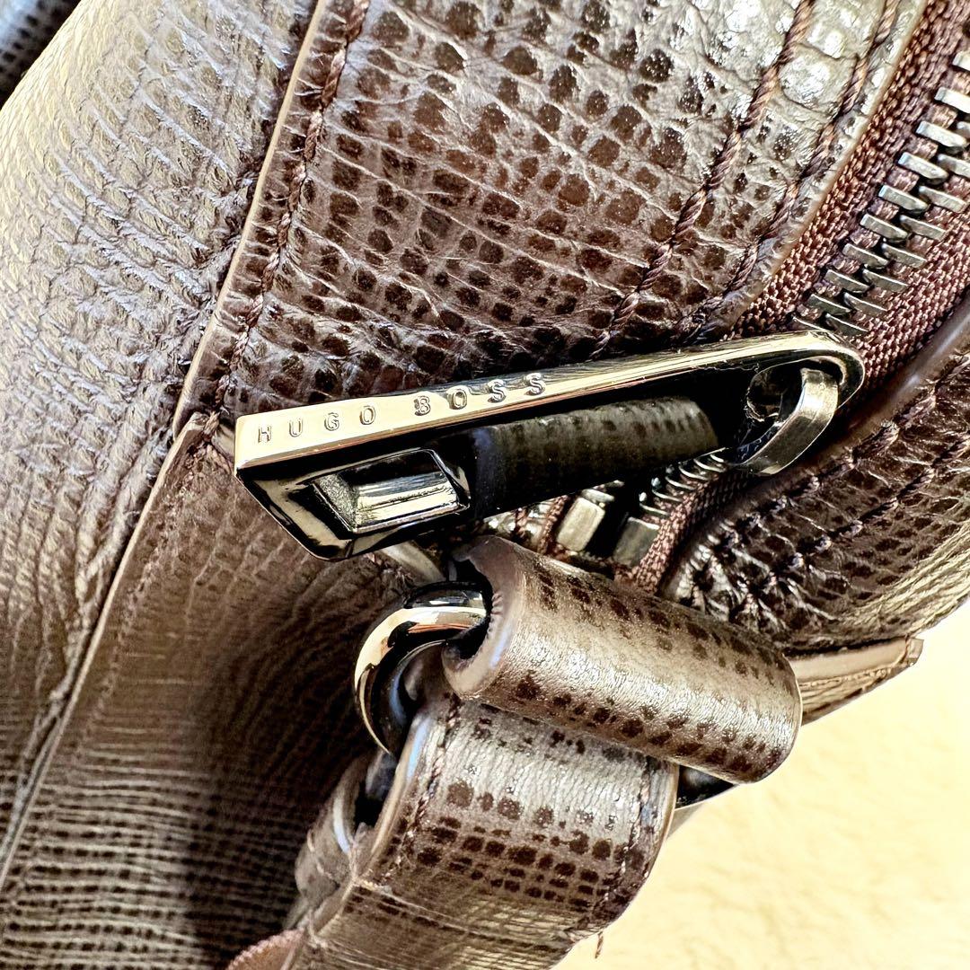 極美品　ヒューゴボス　ブリーフケース　ショルダーバッグ　2way ブラウン　本革