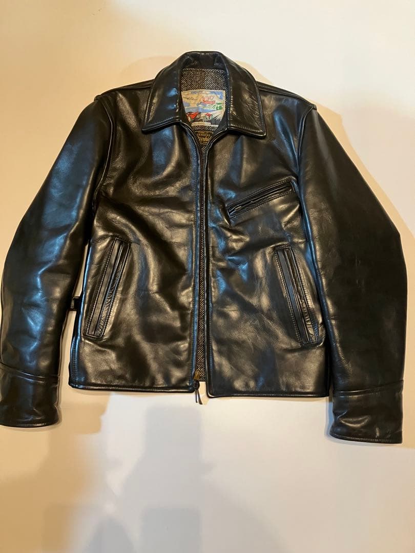 エアロレザー　ハーフベルテッド　革ジャン　レザージャケット　タロン　ビンテージ