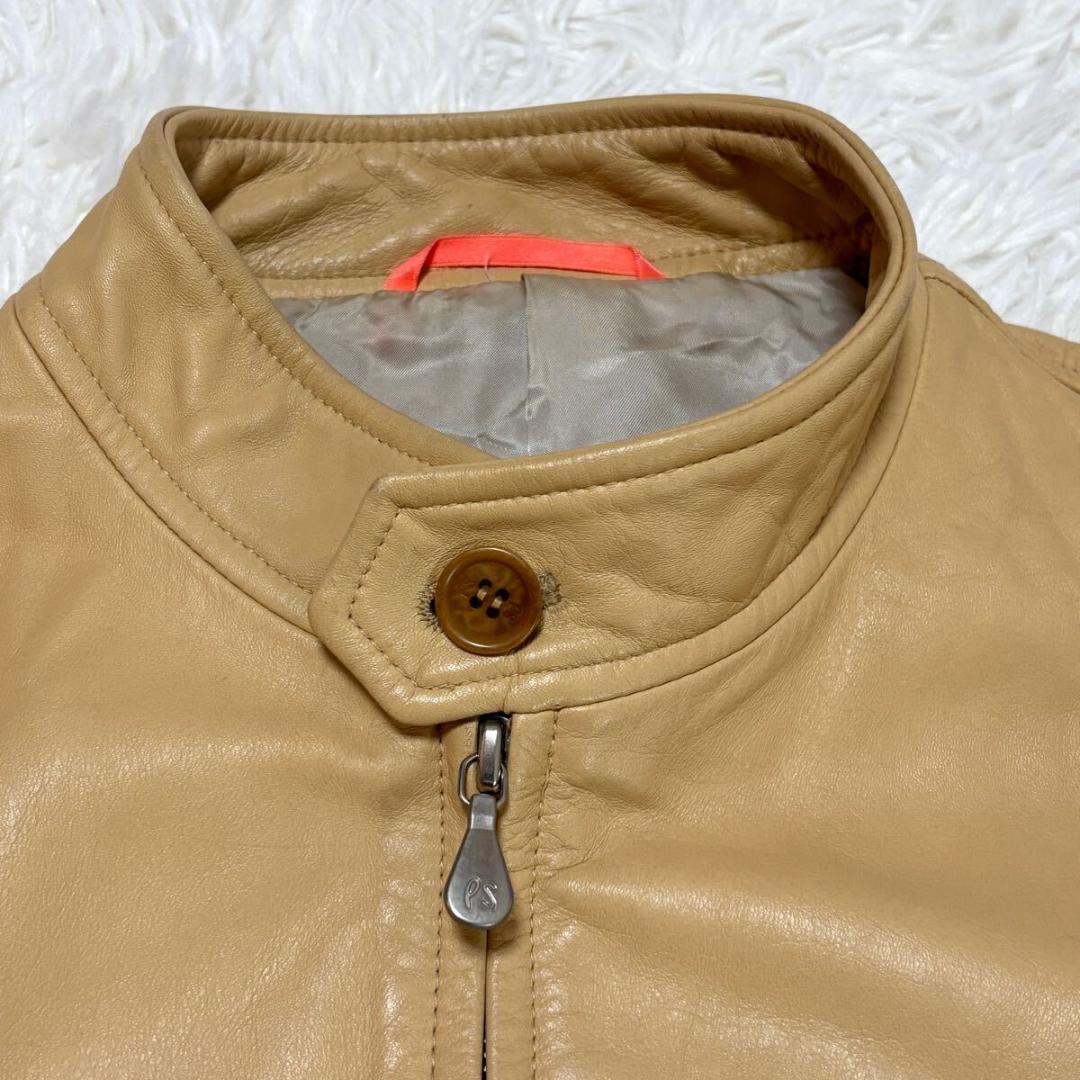 【美品】Lサイズ ポールスミス 牛革カウレザー シングルライダースジャケット
